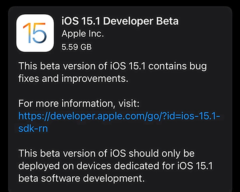 iOS15.1.1正式版描述文件官方更新
