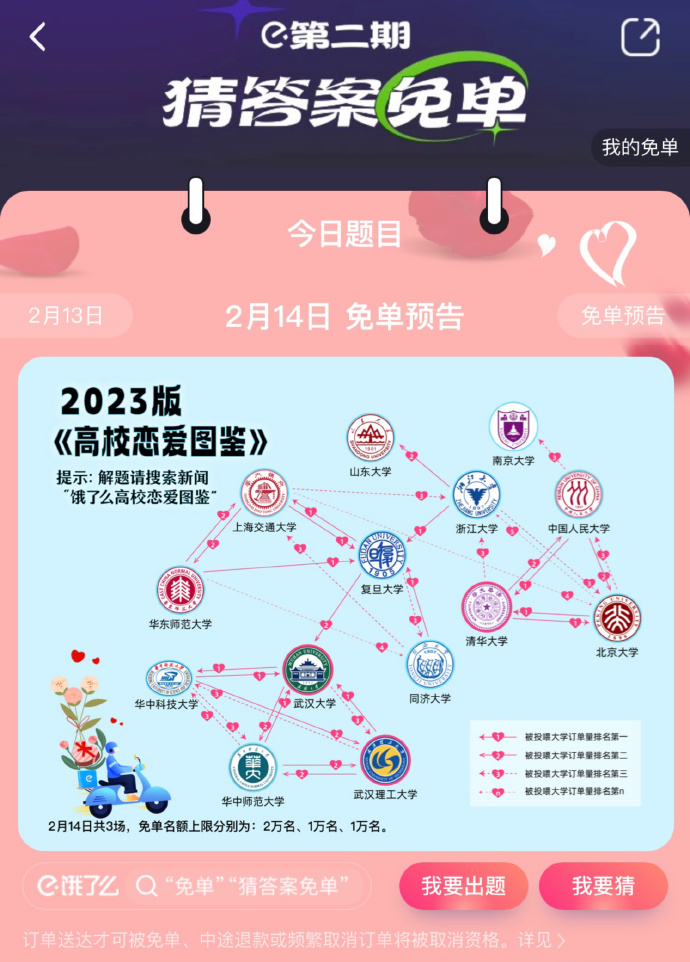 《餓了么》2月14日免單時間