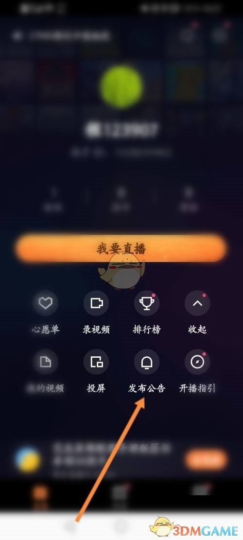 快手直播伴侶發(fā)布公告步驟