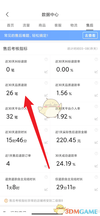 《拼多多商家版》退貨率查看方法