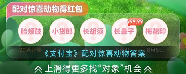 《支付寶》驚喜動物配對答案