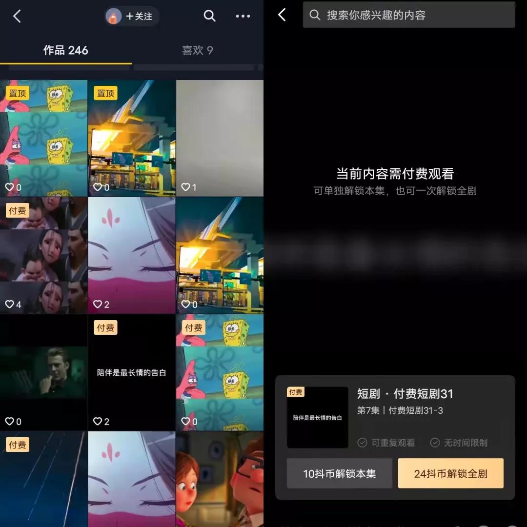 抖音付費(fèi)視頻示例