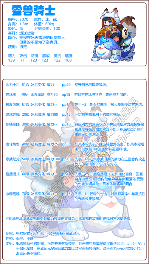 《洛克王國(guó)》雪獸騎士技能表圖鑒