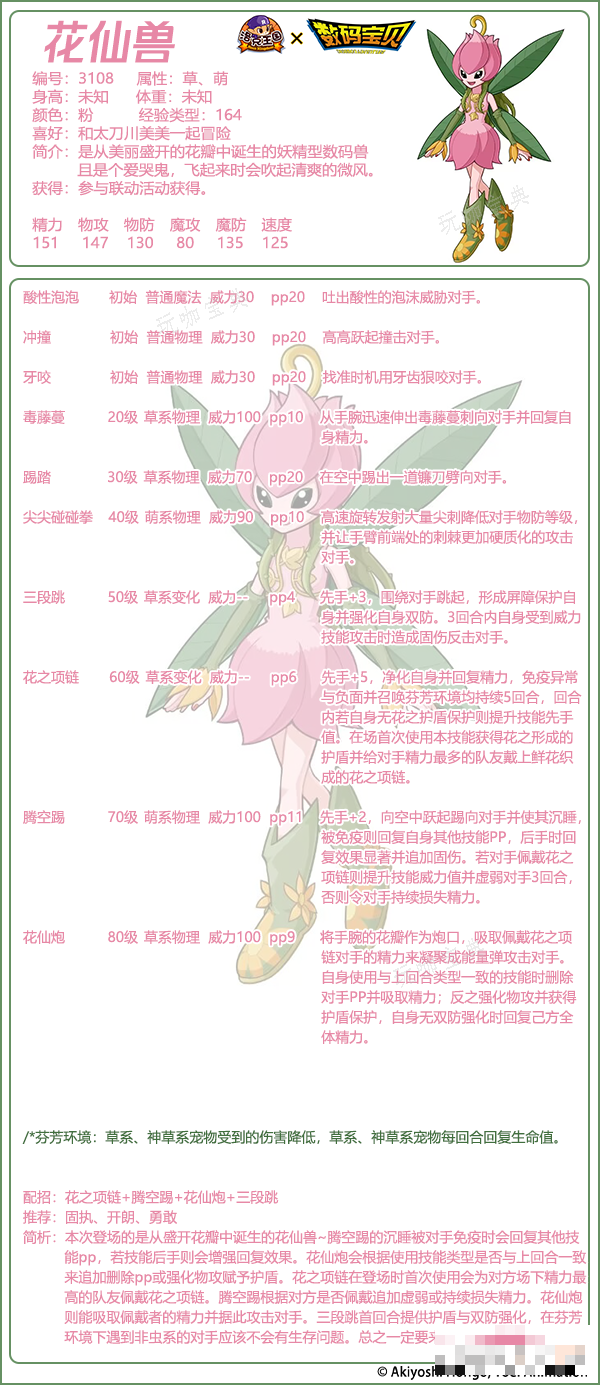 《洛克王國》花仙獸技能表圖鑒