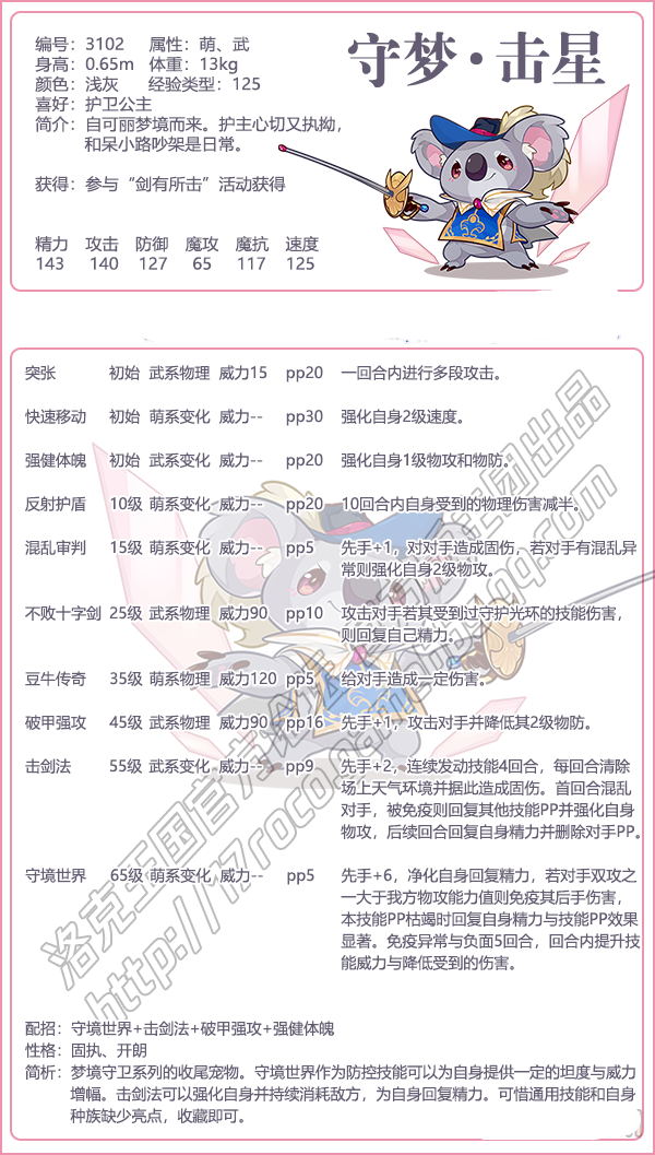 《洛克王國》守夢擊星技能表圖鑒