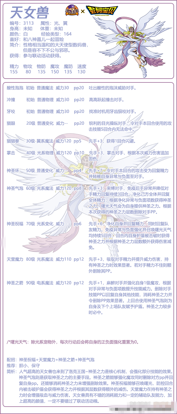 《洛克王國》天女獸技能表圖鑒