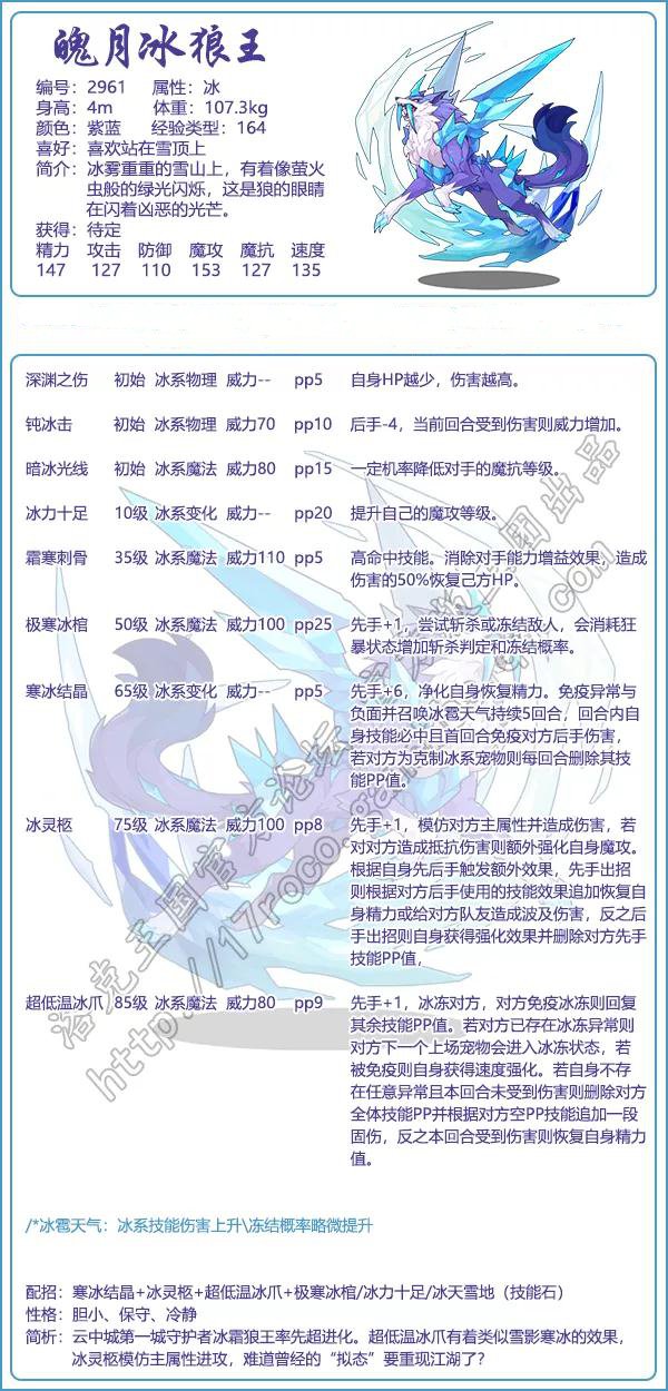 《洛克王國(guó)》魄月冰狼王技能表圖鑒