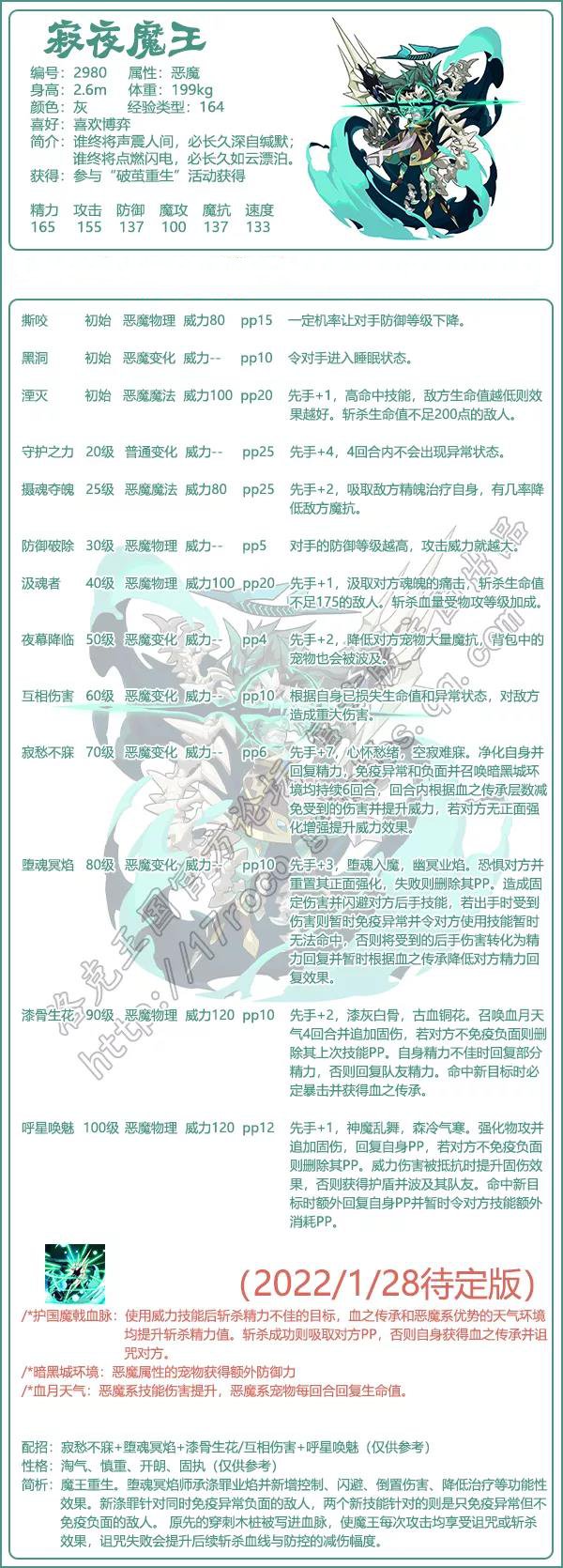 《洛克王國》寂夜魔王技能表圖鑒