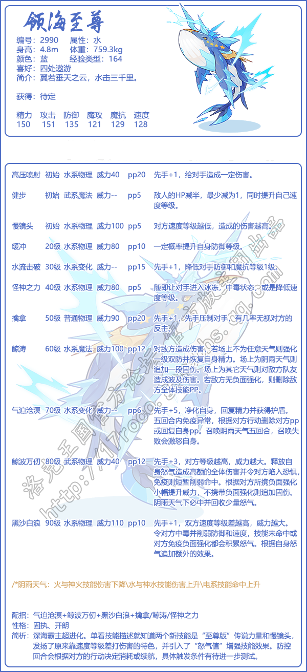 《洛克王國》領(lǐng)海至尊技能表圖鑒