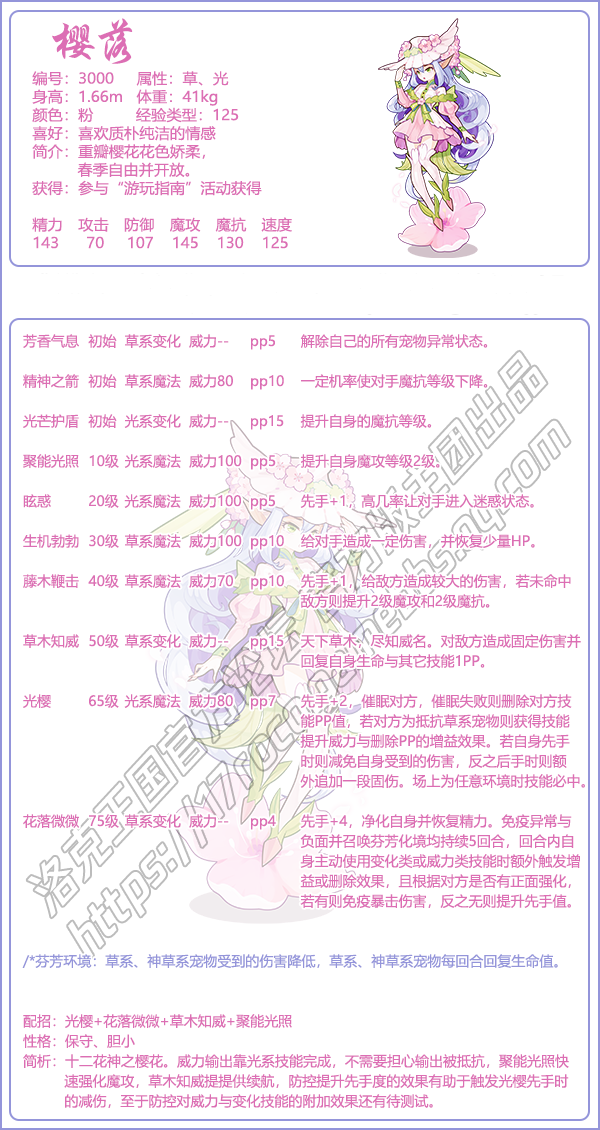 《洛克王國》櫻落技能表圖鑒