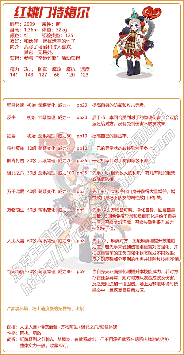 《洛克王國》紅桃門特梅爾技能表圖鑒