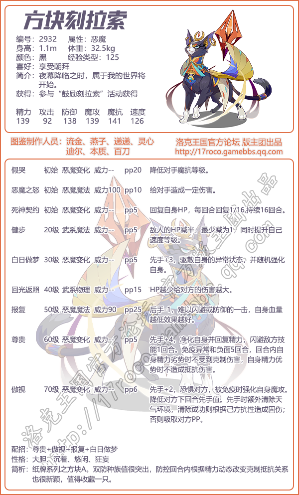 《洛克王國》方塊刻拉索技能表圖鑒