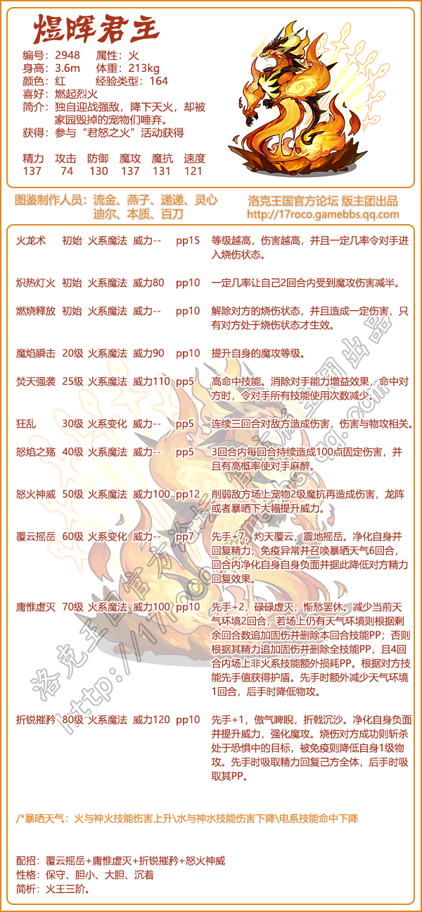 《洛克王國》煜暉君主技能表圖鑒