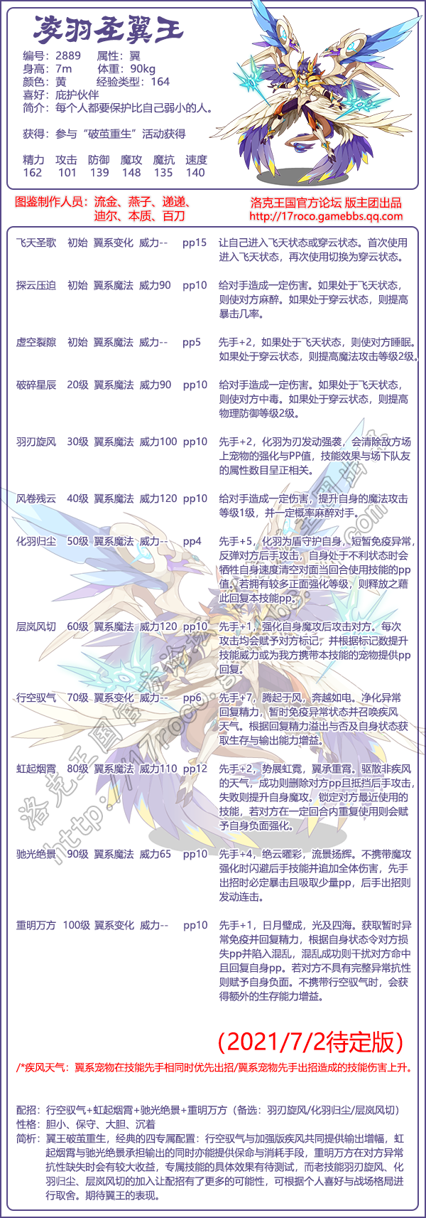 《洛克王國》凌羽圣翼王技能屬性圖鑒