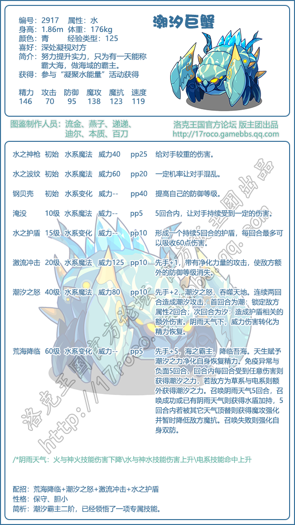 《洛克王國(guó)》潮汐巨蟹技能表圖鑒