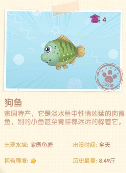 《摩爾莊園手游》狗魚圖鑒一覽
