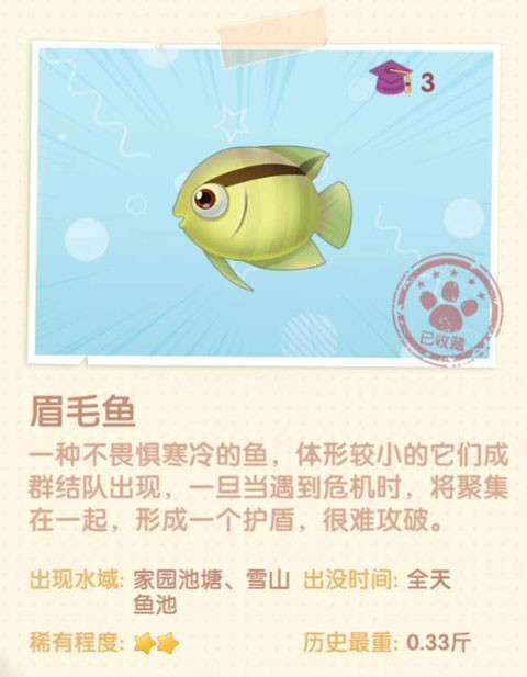 《摩爾莊園手游》眉毛魚圖鑒一覽