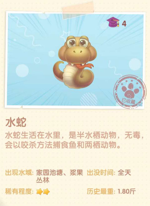 《摩爾莊園手游》水蛇圖鑒一覽