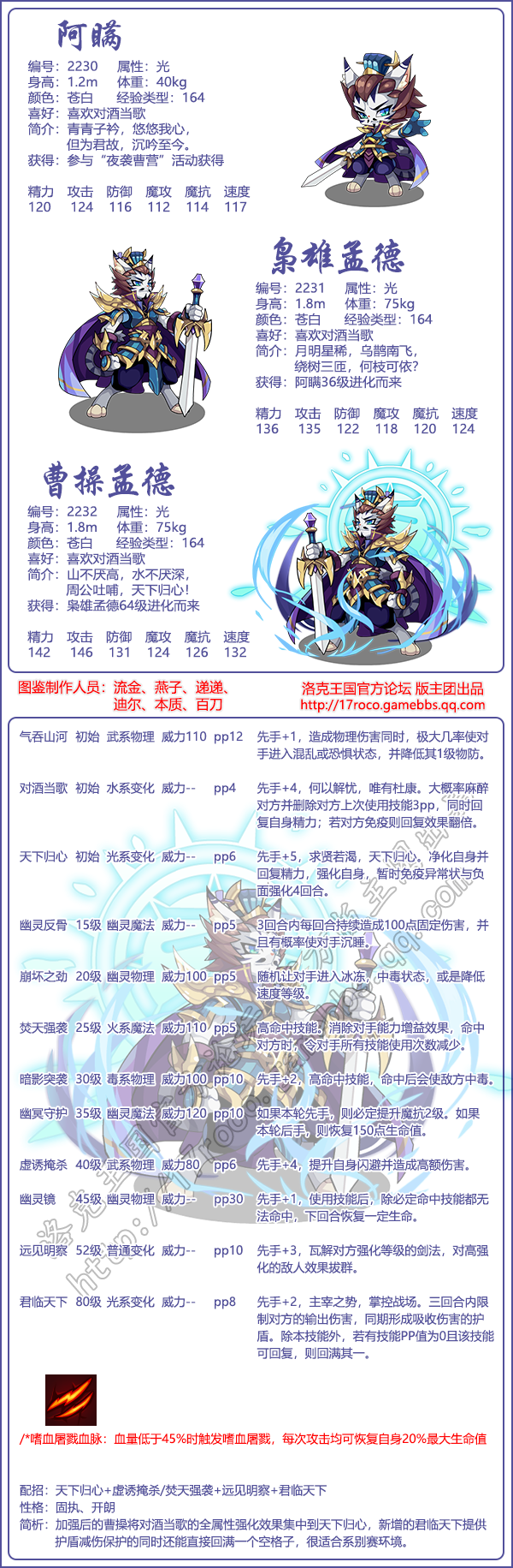 《洛克王國》曹操孟德技能表圖鑒
