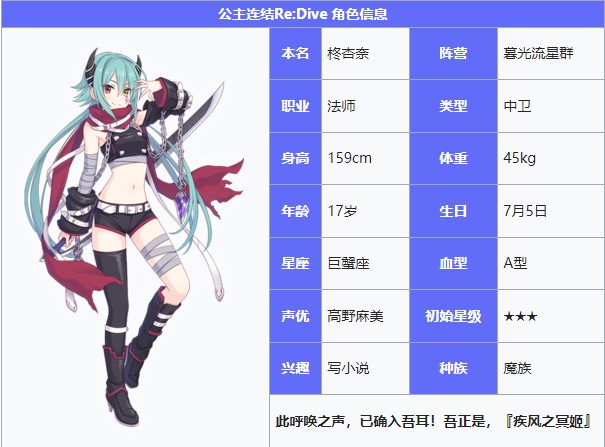 《公主連結(jié)Re：Dive》柊杏奈屬性介紹