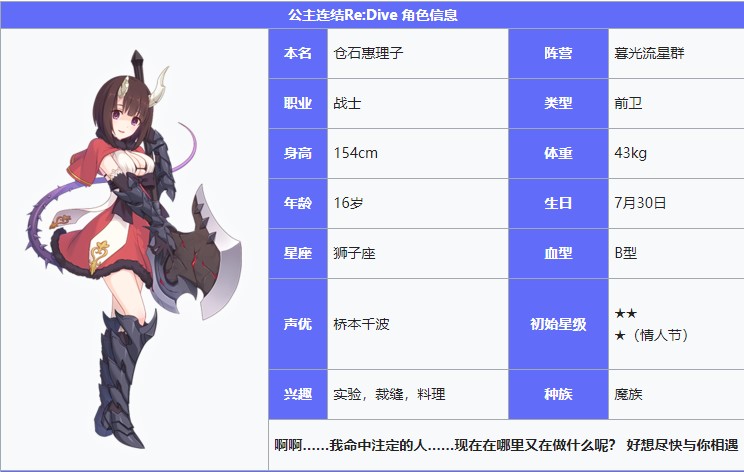 《公主連結(jié)Re：Dive》倉(cāng)石惠理子圖鑒
