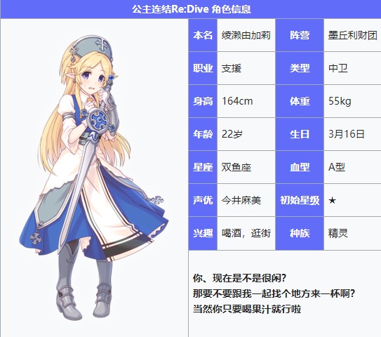 《公主連結(jié)Re：Dive》綾瀨由加莉圖鑒
