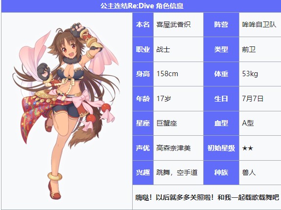 《公主連結(jié)Re：Dive》喜屋武香織圖鑒