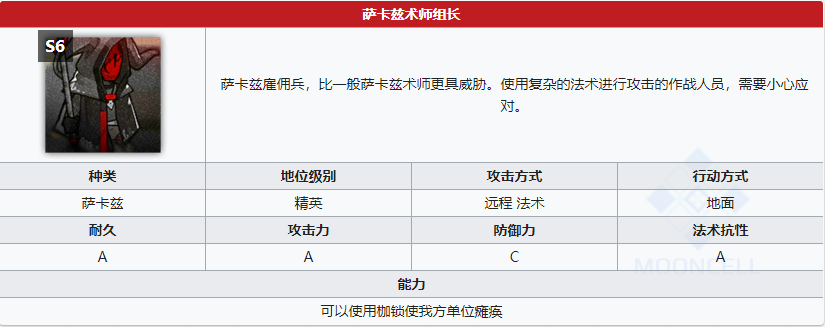 《明日方舟》薩卡茲術(shù)師組長(zhǎng)屬性介紹