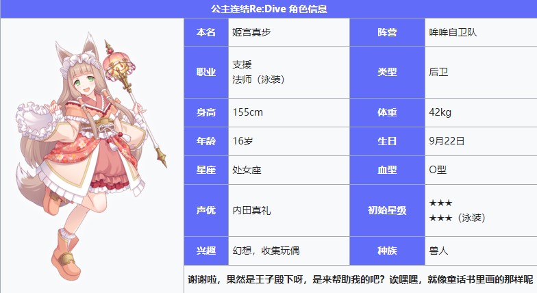 《公主連結(jié)Re：Dive》姬宮真步圖鑒
