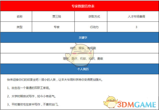 《戀與制作人》專家賈三陸詳細資料