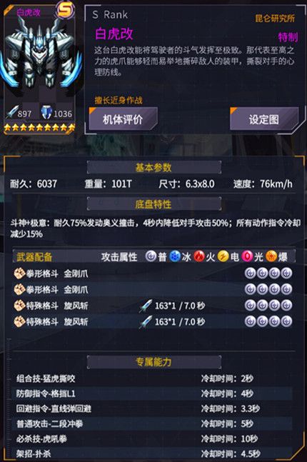 《機(jī)動(dòng)戰(zhàn)隊(duì)》白虎機(jī)體圖鑒