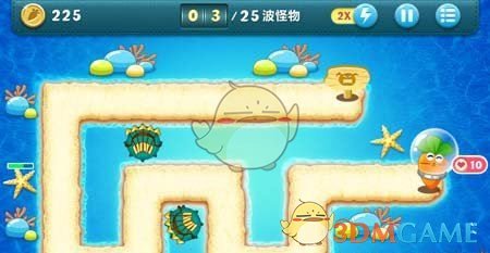 《保衛(wèi)蘿卜1》深海主題第2關(guān)金蘿卜攻略