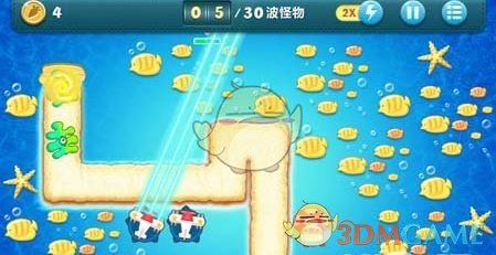 《保衛(wèi)蘿卜1》深海主題第3關金蘿卜攻略