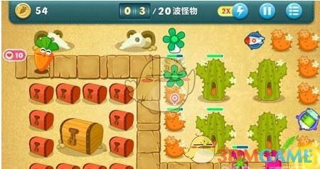 《保衛(wèi)蘿卜1》沙漠主題第3關(guān)金蘿卜攻略