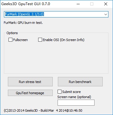 顯卡測試軟件(GpuTest)