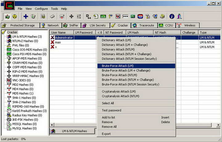 Cain and Abel 4.9.62 綠色破解版密碼破解工具
