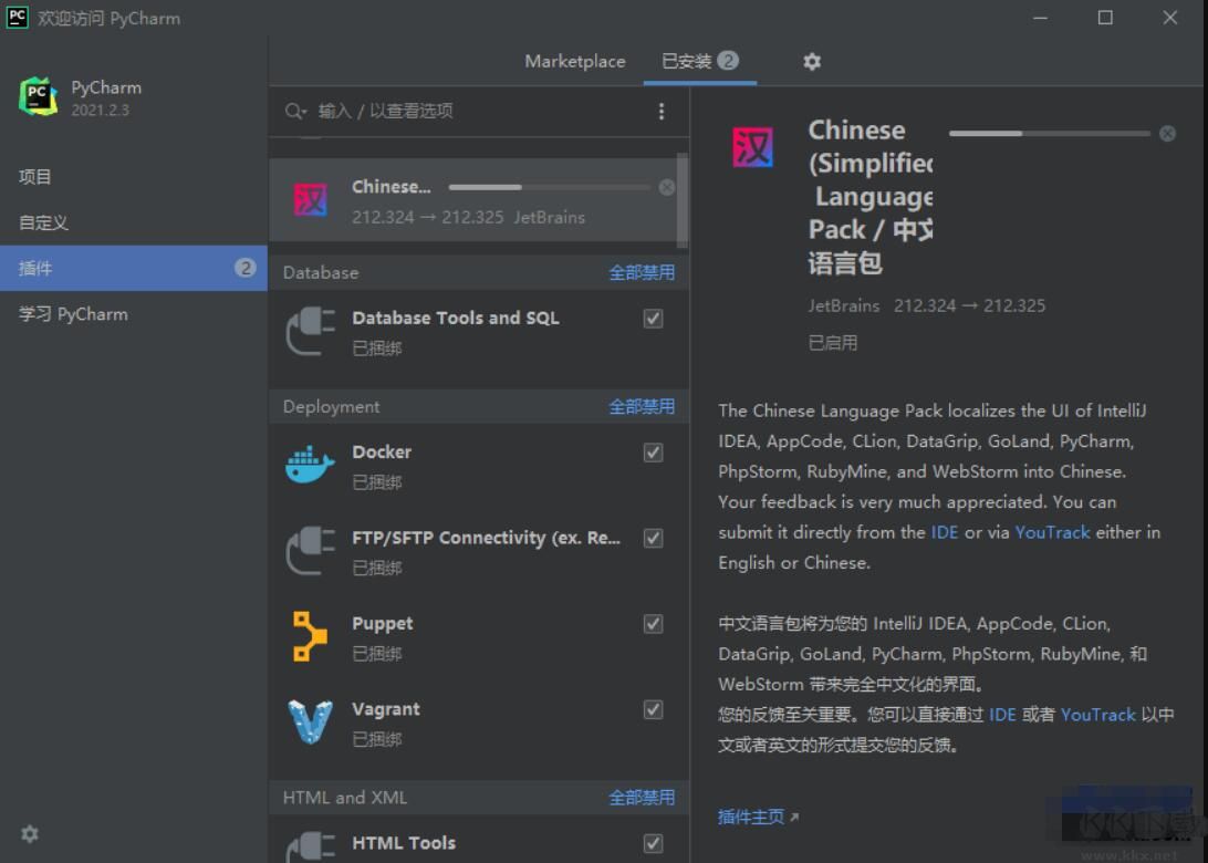 Pycharm漢化包 v2021.2.x版本