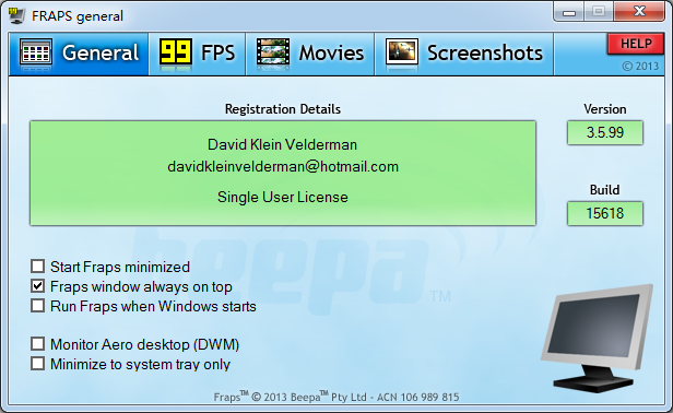 Fraps截圖軟件 v3.6.99 綠色版