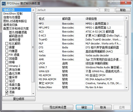 FFDShow音頻解碼器 v1.3.6 綠色版下載