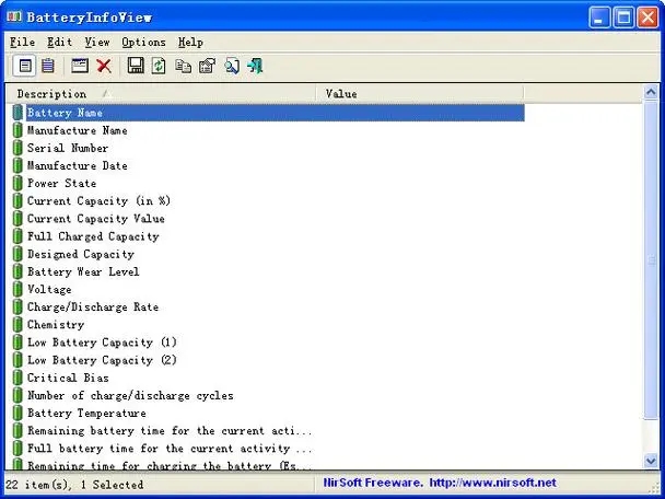 batteryinfoview（筆記本電池檢測工具）