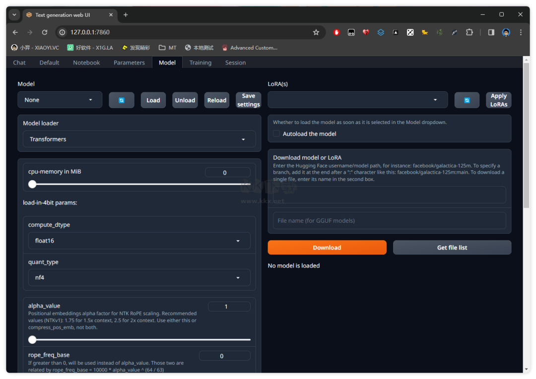 Text generation Web UI